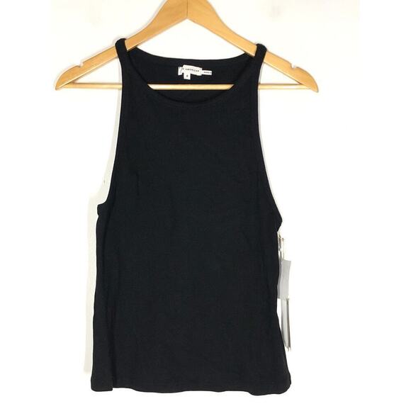 Good American Top Micro Rib Crewneck Sleeveless Racerback Tank Black NWT XL - Picture 4 of 10